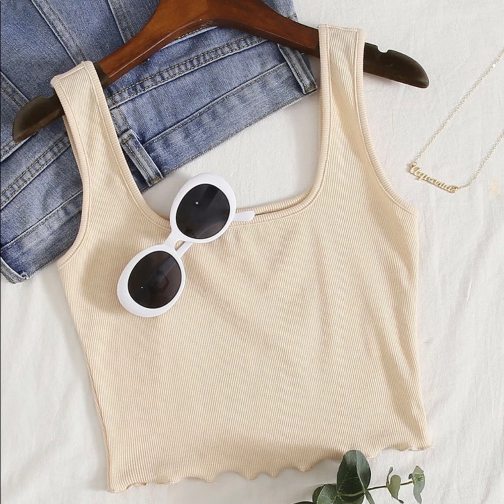 Shein lettuce edge rib knit tank top